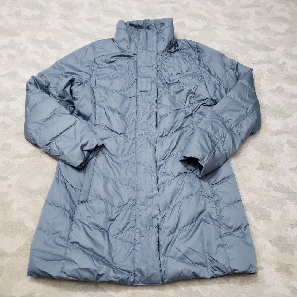 Marmot Down Puffer Jacket Womens XL Blue Full Zip Insulated Outdoors Coat